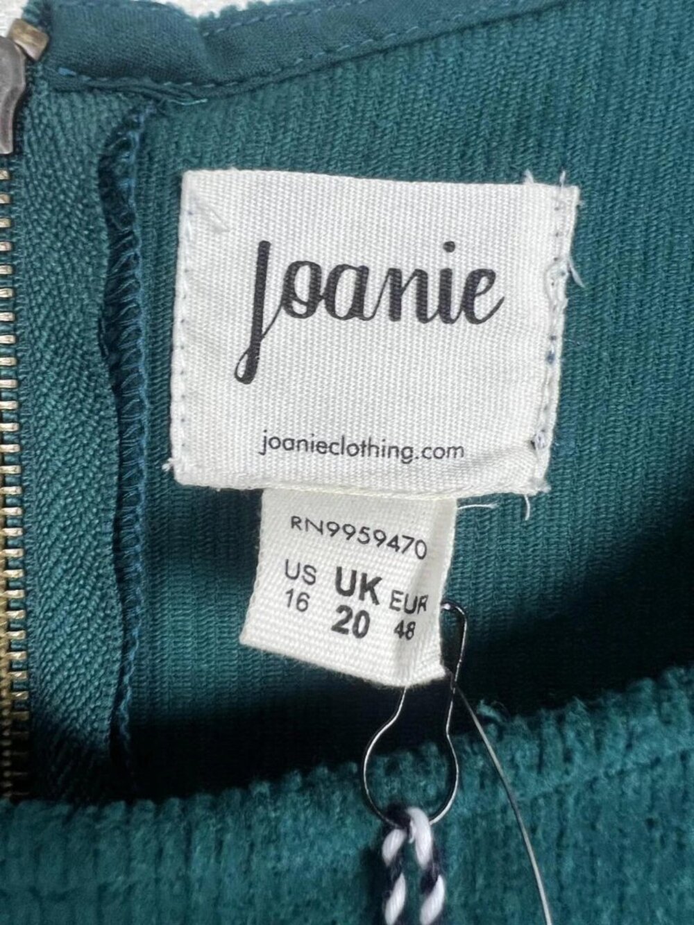 NEW Joanie Daphne Corduroy Patch Pocket Pinafore Green shift dress cotton blend - Picture 7 of 9